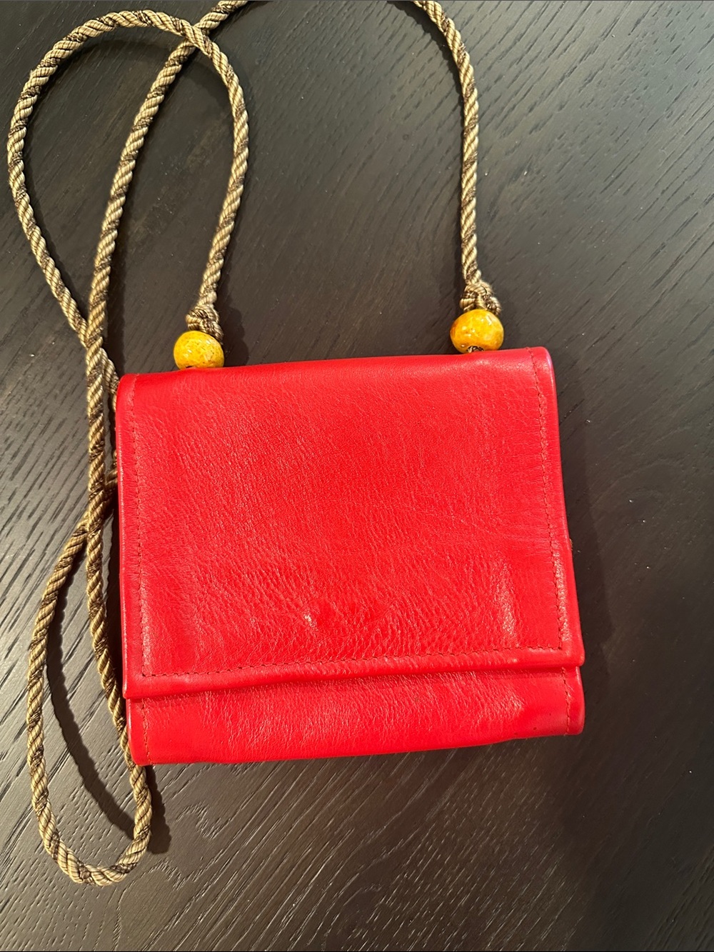 Vintage Hans Koch LTD SoHo Red Leather Crossbody Bag | Foldover | Animal Print